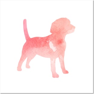 Pink Beagle Dog Art Silhouette Posters and Art